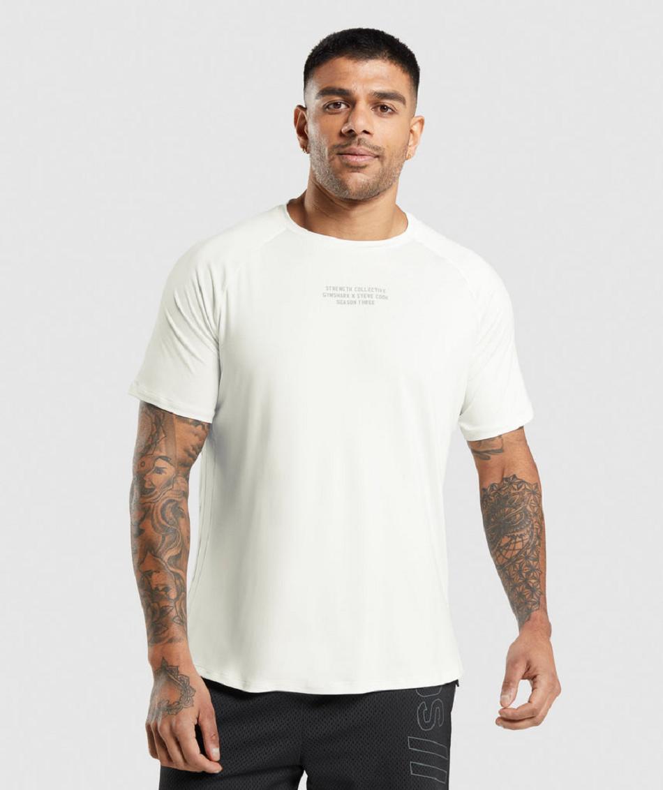 T Shirts Męskie Gymshark Gymshark//Steve Cook Białe | PL 3944DFM